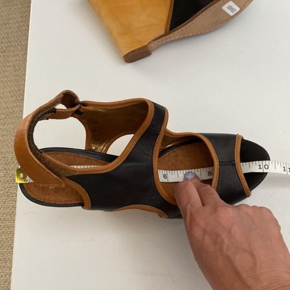 Sam Edelman Kendall Black Wooden Wedge Sandal Size 9